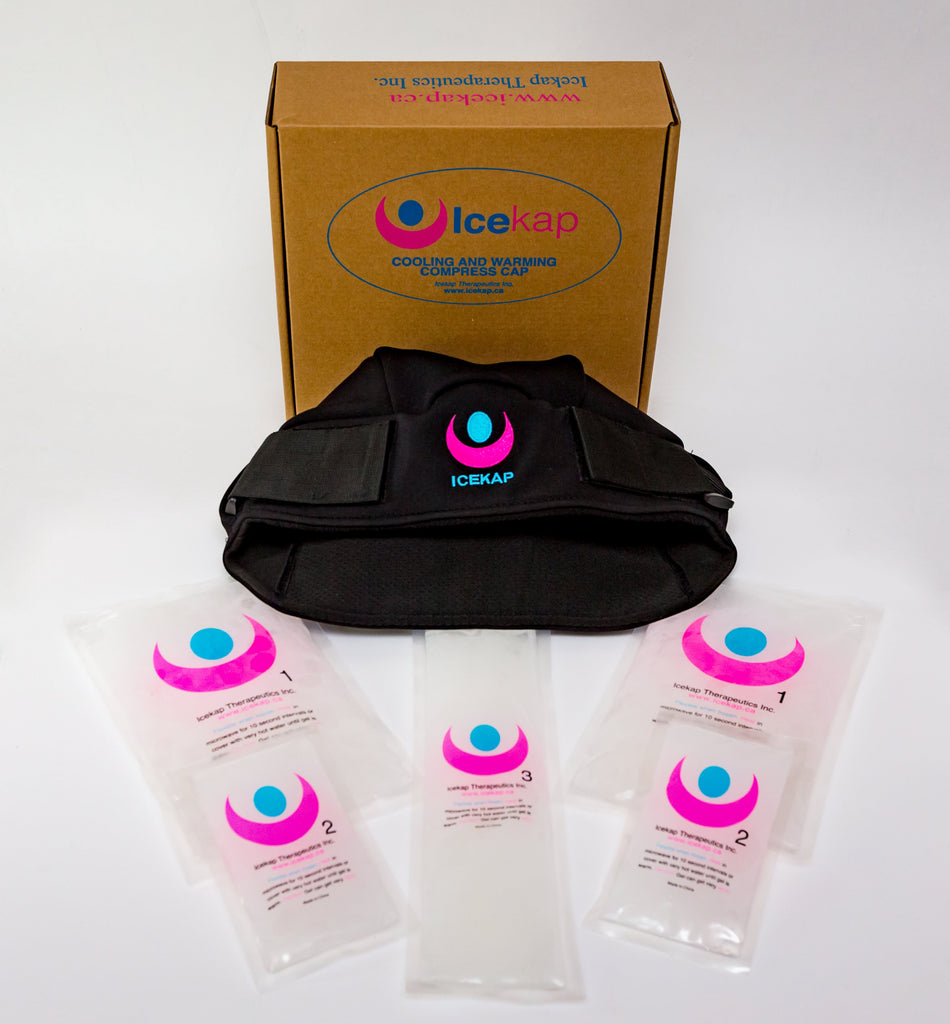 The Delux Icekap 2.0 cooling and warming compress cap for headaches and migraines.