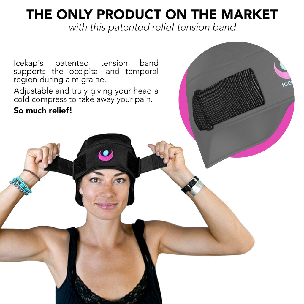 The Delux Icekap 2.0 cooling and warming compress cap for headaches and migraines.